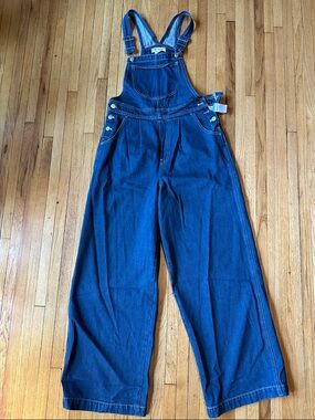Madewell Indigo Denim Overalls Bib Top Wide Leg | 8